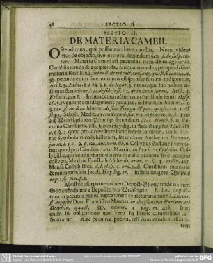 Sectio II. De Materia Cambii