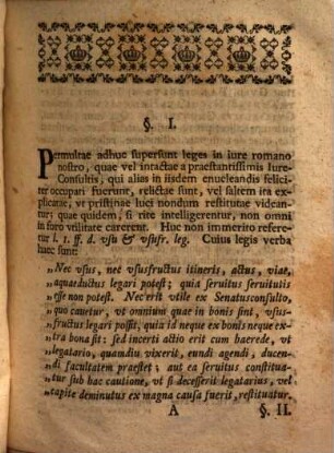 Schediasma quo lex I. Dig. de usu et usufructu per legatum datis