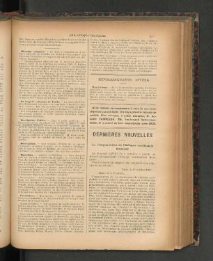 Derniéres Nouvelles.