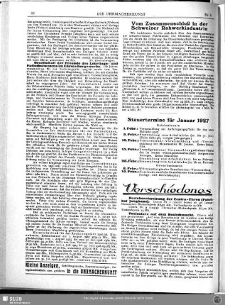 Steuertermine für Januar 1927