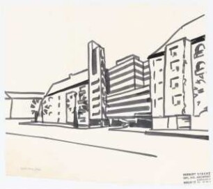 Autosilo, Uhlandstraße, Berlin-Charlottenburg: Perspektivische Straßenansicht Variante B