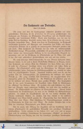 Die Hochwarte am Bodensee.