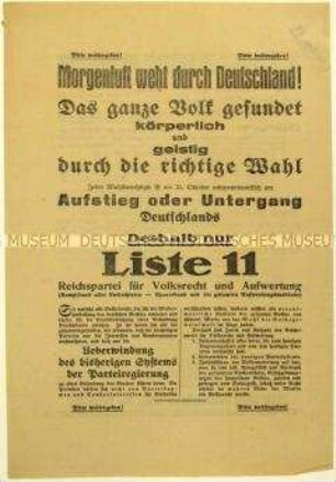 Aufruf der Volksrechtpartei zur sächsischen Landtagswahl 1926