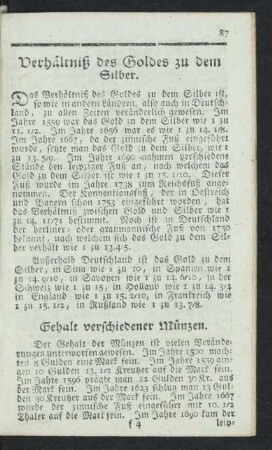 Verhältnis des Goldes zu dem Silber.