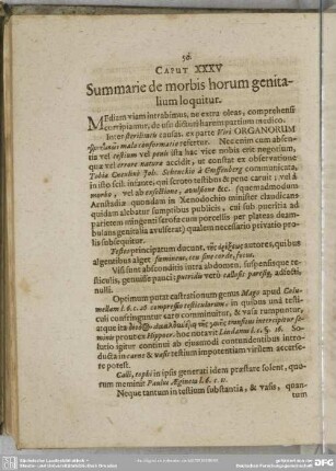 [Caput XXXV] Summarie de morbis horum genitalium loquitur