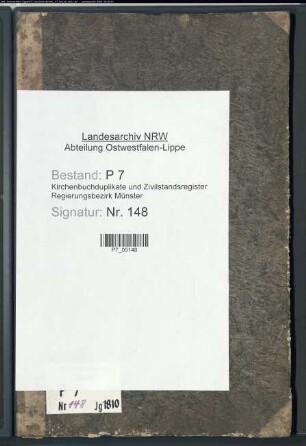 Zivilstandsregister der Munizipalität Hoetmar (A 1810). (Gemeinde: Hoetmar, Kreis Warendorf)