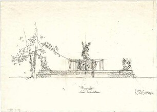 Gsaenger, Gustav; München, Königsplatz, Karolinenplatz; Wiederaufbauplanung - Brunnenanlage in der Arcisstr., Brienner Str. (Studie)