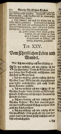 Tit. XXV. Vom Christlichen Leben und Wandel.