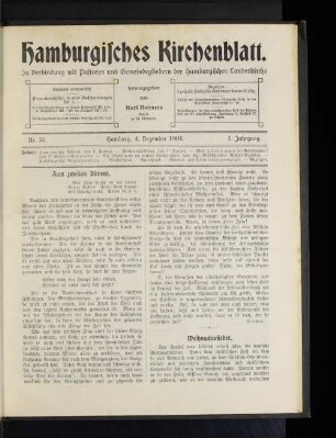 Nr. 36. Hamburg, 4. Dezember 1904. 1. Jahrgang.