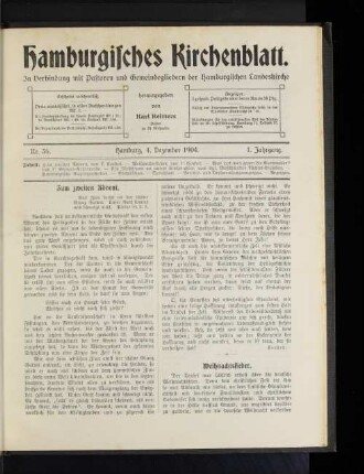 Nr. 36. Hamburg, 4. Dezember 1904. 1. Jahrgang.
