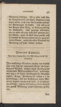 Viertes Capitel. Von den Kennzeichen der Witterung durch die Kometen