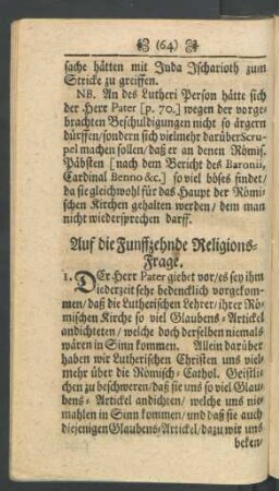 Auf die Funffzehende Religions-Frage