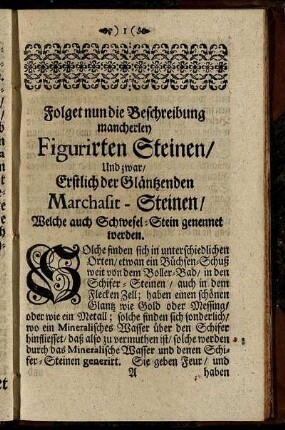 Folget nun die Beschreibung mancherley Figurirten Steinen/ [...]