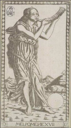 Melpomene, Blatt Nr. 17 aus der S-Serie der sogenannten Tarock-Karten des Mantegna