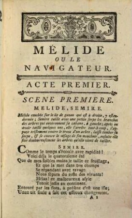 Mélide ou Le Navigateur : Comédie En Deux Actes Et En Vers, Mêlée D'Ariettes