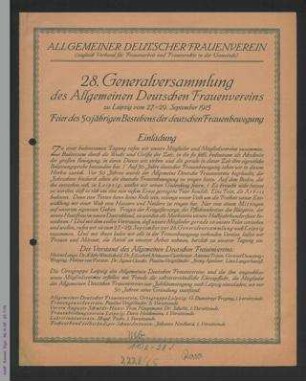 Faltblatt zur 28. Generalversammlung des ADF vom 27. bis 29. September in Leipzig
