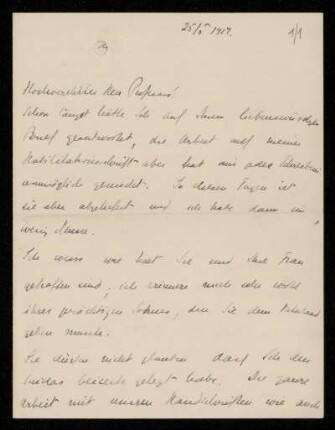 Briefe von Ada Adler an Ulrich von Wilamowitz-Moellendorff, Ohne Ort, 25.5.1917 - 2.2.1923