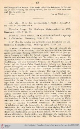 Literatur über die spätmittelalterliche Miniaturmalerei in Deutschland