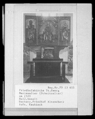 Marienaltar, im Mittelschrein Mondsichelmadonna, in den Seitenflügeln die heiligen Martin und Elisabeth