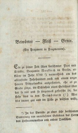 Beiwörter - Fleiß -Genie