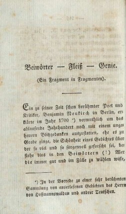Beiwörter - Fleiß -Genie