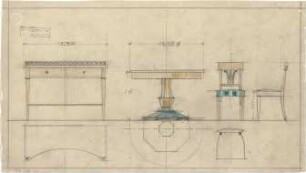 Littmann, Max; Bocksberg; Hofgut, Landhaus - Tische u. Stühle (Grundrisse, Ansichten)