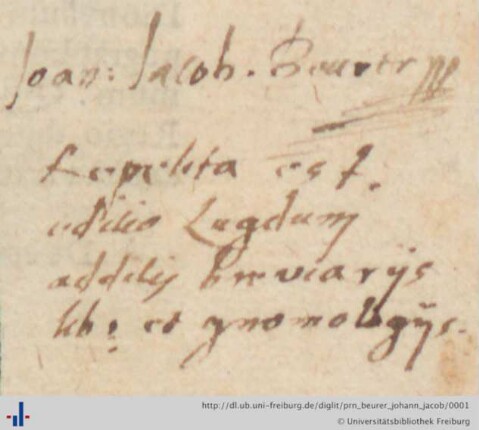[Provenienz]: Beurer, Johann Jacob