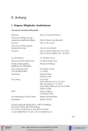 Vorstand und Geschäftsstelle