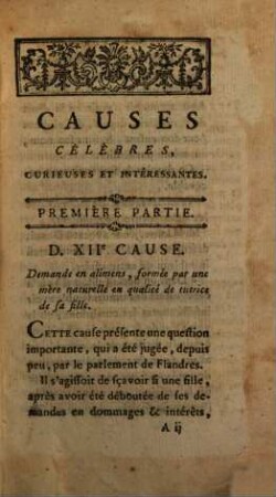 Causes célèbres, curieuses et intéressantes, de toutes les cours souveraines du royaume, avec les jugemens qui les ont décidées. [N.F.] 141. 1786