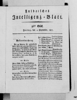 36tes Stück, Ausgabe vom 4. September, 1807