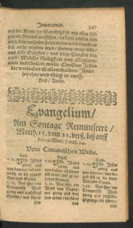 Evangelium/ Am Sontage Reminiscere