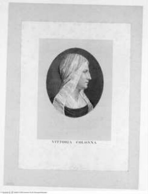 Porträt Vittoria Colonna im Profil nach rechts, in einem Oval - Bildnis der Vittoria Colonna im Profil