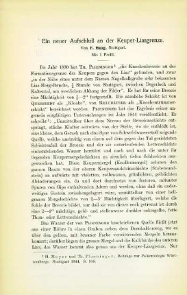 Ein neuer Aufschluß an der Keuper-Liasgrenze