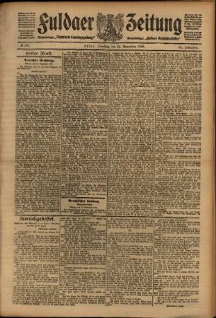 Erste Ausgabe vom Dienstag, den 24. November 1908.