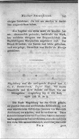 Magdeburg und die umliegende Gegend / von J[ohann] C[hristian] F[riedrich] Berghauer. - Magdeburg, bey G. Ch. Keil. - Theil 1 (1800)