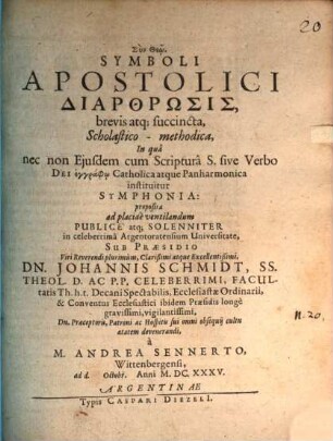 Symboli apostolici diarthrōsis