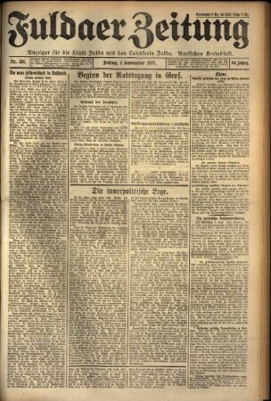 Erste Ausgabe vom Freitag, den 02. September 1927.