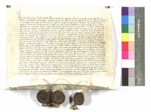 Jakob Zobel und Henslin Schubelin, Gefängnis in Stetten; Siegel: Jakob Zobel, Walter von Ernfels und Leonhard Lesch.
