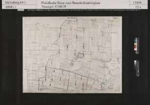 Leipziger Braunkohlengebiet mit den Resultaten der staatlichen Bohrungen; Fluren Stöntzsch, Großstorkwitz, Zauschwitz, Carsdorf, Pegau, Eulau, Elstertrebnitz und Tannewitz