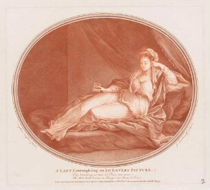 A lady, contemplating on her lovers picture (Eine Dame, das Bild ihres Liebhabers betrachtend)