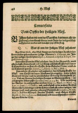 Conversatio Vom Opffer der heiligen Meß.