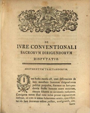 Dissertationem Ivris Ecclesiastici Protestantivm Pvblici, De Ivre Conventionali Sacrorvm Dirigendorvm ... A. D. XXVI. Sept. MDCCXLVIII.