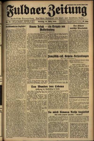 Erste Ausgabe vom Sonntag, den 24. März 1935.