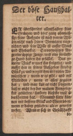Der böse Haußhalter.