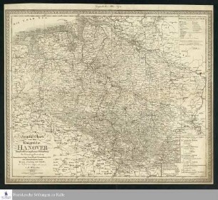 GeneralCharte von dem Königreiche Hanover dem Grossherzogthume Oldenburg dem Herzogthume Braunschweig den Fürstenthümern Lippe-Detmold und -Schauenburg, nebst den Gebieten der freien Staedte Bremen, Hamburg und Lübeck