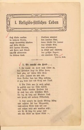 I. Religiös-sittliches Leben