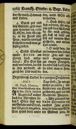 Begräbniß-Lieder bey jungen Persohnen. - Von dem Himmel und ewigen Leben.