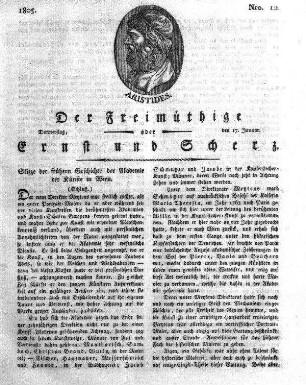 Nro. 12, Donnerstag, den 17. Januar 1805
