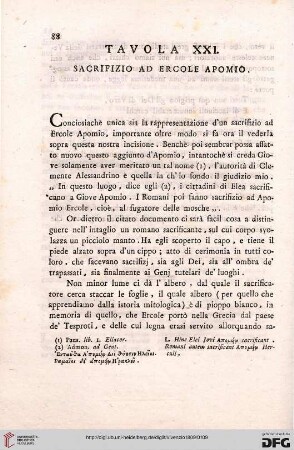 Tavola XXI: Sacrifizio ad Ercole Apomio