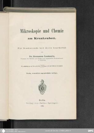 Mikroskopie und Chemie am Krankenbett